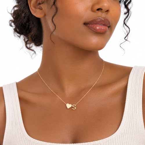 Turandoss Heart Initial Necklace for Women Teen Girls - 18K Gold Plated Letter A-Z Pendant Necklace Dainty Heart Necklaces Tiny Initial Necklaces Birthday Gifts for Women Jewelry - image 2