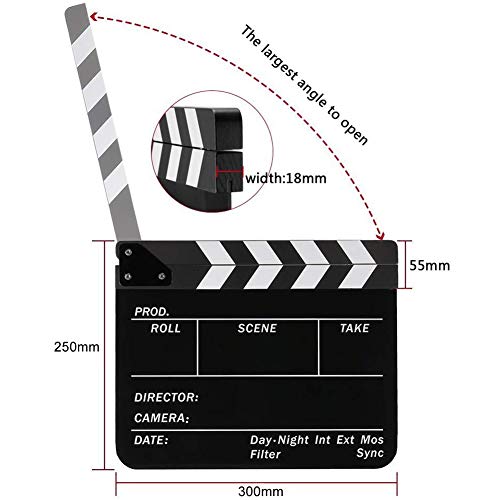 Coolbuy112 Movie Directors Clapboard, Photography Studio Video Tv Acrylic Clapper Board Dry Erase Film Slate Cut Action Scene Clapper With A Magnetic Blackboard Eraser And Two Custom Pens, Black #TOP3