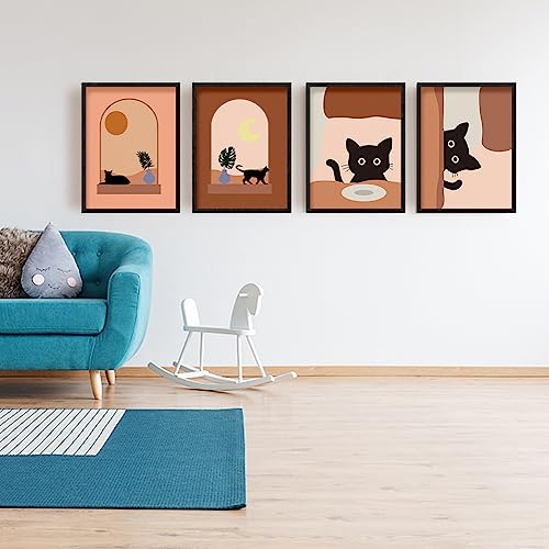 SUPERDANT-Boho-Black-Cat-Wall-Art-Prints-Unframed-Art-Print-Bohemian-Abstract-Art-Animal-Nature-Illustration-Decor-For-Kitchen-Bedroom-Office-Bathroom-Home-Decor