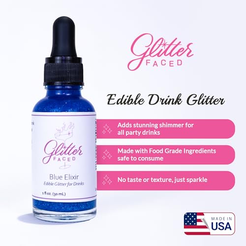 Glitter Faced Blue Edible Glitter For Drinks With 0-Calories, No Taste or Texture | 30ml Food-Grade, 30 Drinks, Luster Dust | Ideal for Beverages, Galentine’s, Parties & Events | Made in USA