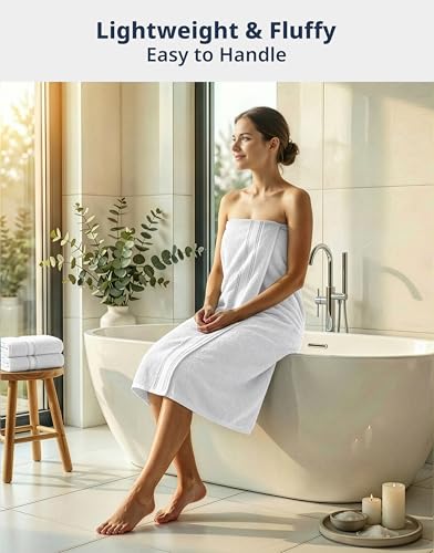 Image of LANE LINEN 100% Cotton 4 Pack Bath Towels (28 inchx54 inch) - Zero Twist, Cotton - Large Towels for Bathroom - Quick Drying, Highly Soft & Absorbent Shower Towel Set - Hotel & Spa Quality - White Towel Set