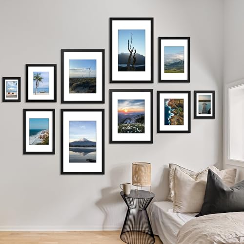 decorUhome 8x12 Picture Frame, Display Pictures 6x8 with Mat or 8x12 without Mat, Wall & Tabletop Display Photo Frame, Black, 2 Pack