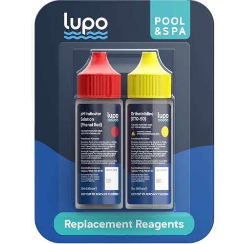 Lupo 3-in-1 Pool Test Kit Replacement Reagents | Pool Testing Kit Refill Reagents for Residential Swimming Pools & Spas for Testing Total Chlorine, Total Bromine & pH | Refill Reagents ONLY