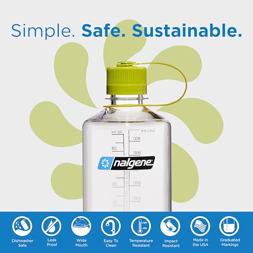 Image of Nalgene 32 oz Narrow Mouth Water Bottle | BPA-Free, Durable & Leak Proof, Lghtweght Bottle for Hkng, Gym & Travel, Clear 32 Ounces (Pack of 6)