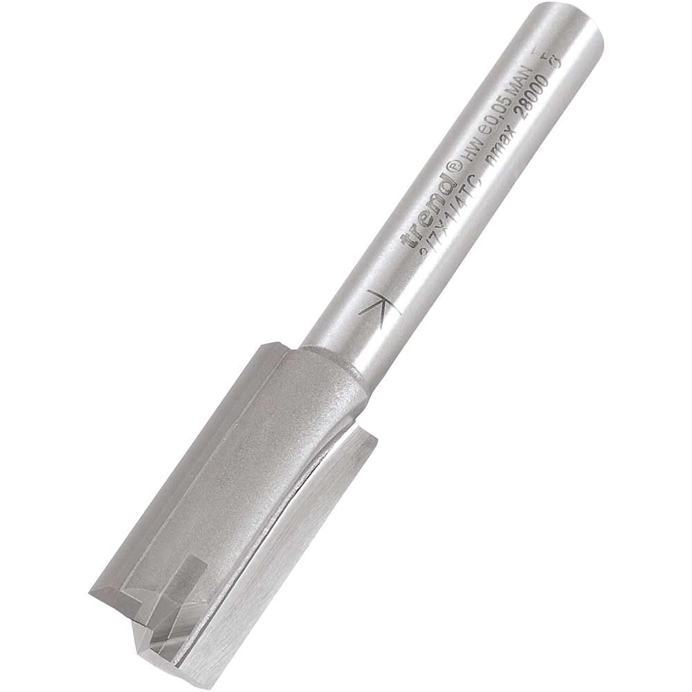 Trend Multi-Coloured Professional Straight Two Flute Router Cutter, 1/4 Inch Shank, 11Mm Cut Diameter, Tungsten Carbide Tipped, 3/7X1/4Tc