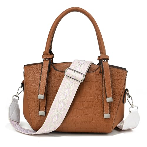 Image of LEMEDE Purse Strap,2 inch Leather End Shoulder Strap Adjustable Replacement,Retro Jacquard Multi-pattern Crossbody Bag Straps