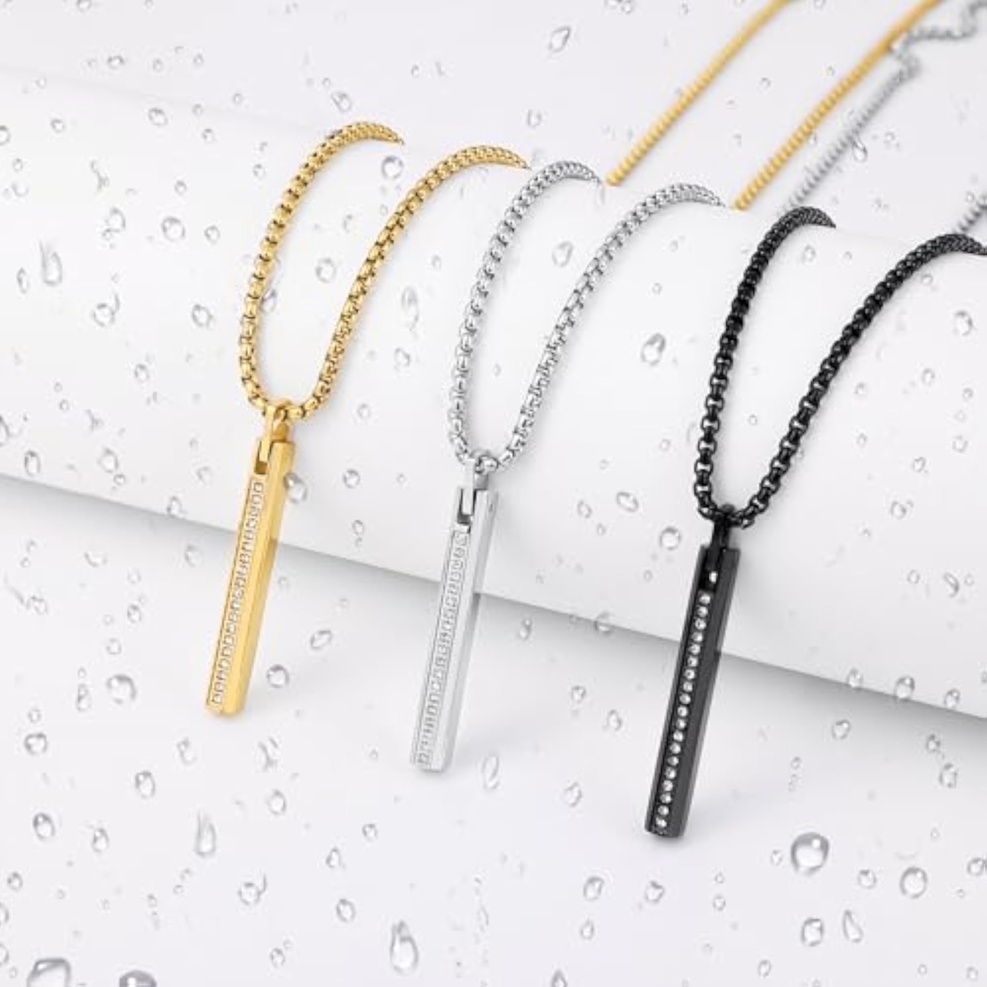 Men's Steel Long Pendant Necklace, Shiny Chain Accessory
