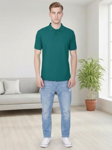 Image of Lux Cozi Men's Cotton Solid Polo Tshirt | Collar Tshirts | Half Sleeves | Stylish & Premium All Day Wear | Pack of 1