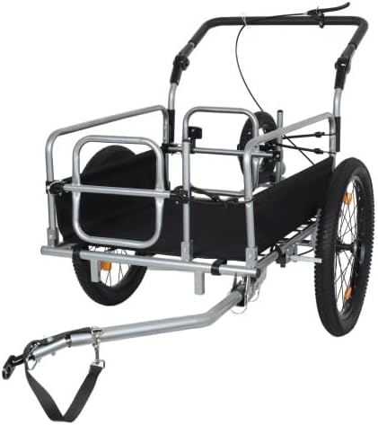 LuckyNote remolque de carga para bicicleta de alta resistencia 3 en 1, marco de acero compatible con bicicleta, capacidad de 110 libras, cochecito