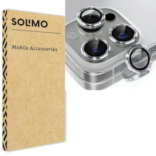 Image of Amazon Brand - Solimo Tempered Glass Camera Lens Protector for iPhone 16 Pro Max (Silver)