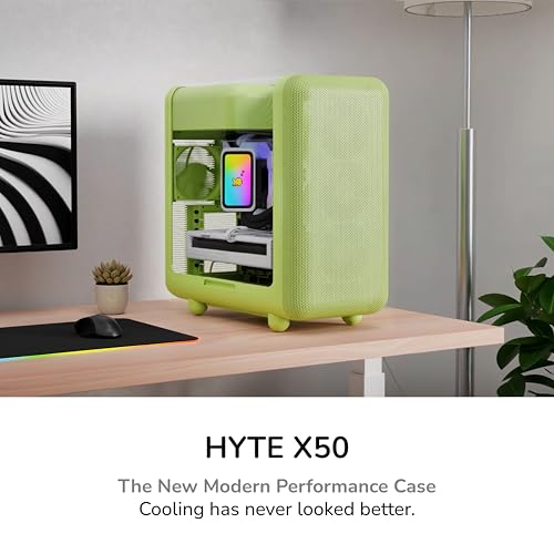 Image of HYTE X50 - Modern Performance ATX Mid-Tower Gaming PC Case - Optimized High Airflow Chassis - 4mm Thick, Curved, Laminated Acoustic Glass - Micro Mesh Panels w Sturdy Stamped Steel - Matcha Milk /Green