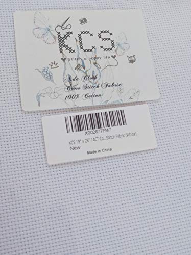 Image of 19 inch x 28 inch 14CT Counted Cotton Aida Cloth Cross Stitch Fabric (White)