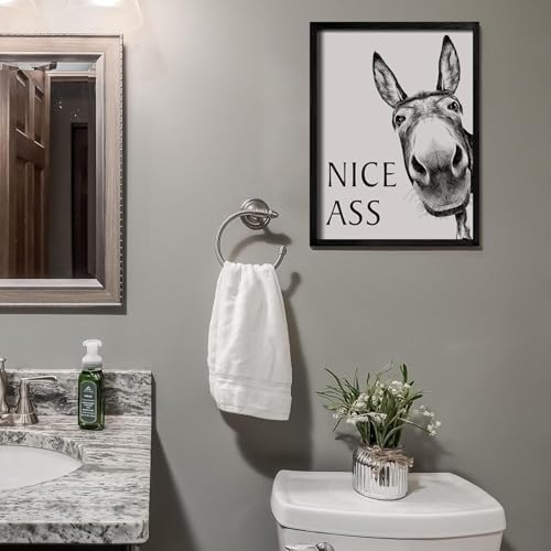 caiduos Lustige Esel Badezimmer Wandkunst, Nice Ass Gerahmte Wandbilder Badezimmers, Niedliche Abstrakte Esel Leinwand, Moderne Badezimmer Bilder Wandschmuck, für Toilett, Badezimmers, Gästetoilette