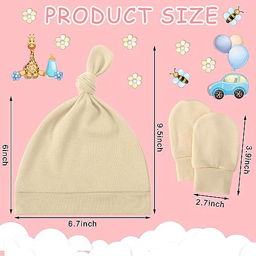 Toulite 10 Set Newborn Baby Socks Hat and Mittens Soft Ankle Sock Newborn Beanie Mitten for Boys Girls Infant2