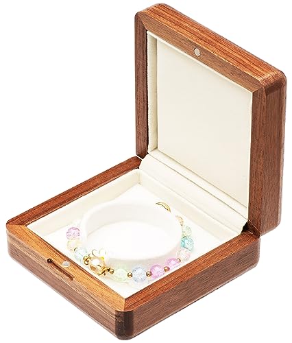 COSISO Caja de regalo de madera de nogal para brazaletes o brazaletes (interior beige)