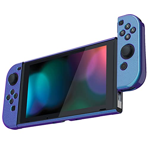 PlayVital Ergonomic Grip Case for Nintendo Switch, Upgraded Protective Hard Case Protector for Switch - Shock-absorbent Anti-Scratch Dockable Durable Cover Game Accessories, Chameleon Purple Blue - Thumbnail 7