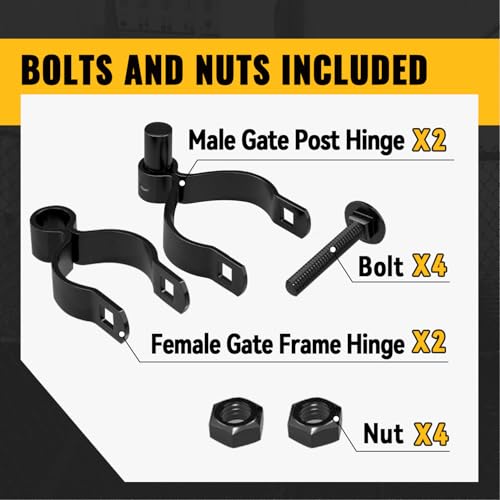 Image of VIVIDA 1-3 /8 inch x 2-3 /8 inch Chain Link Fence Black Gate Hinge Kit, 2 Pack