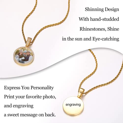 Yimeraire Picture Necklace Personalized Customized Engraved Text Photo Memory Pendant Heart Women Locket Photo Pendant Necklace Custom Picture Necklace Father Day Gift #TOP2