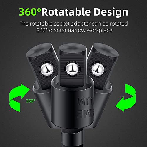 Image of 3Pcs 1 /4 inch 3 /8 inch 1 /2 inch Bits 360Rotatable,Impact Grade Socket Adapter /Extension Set Turns Power Drill Into High Speed Nut Driver,for Cordless Drills Ratchet Extension,Universal Socket Wrench Adapter Set