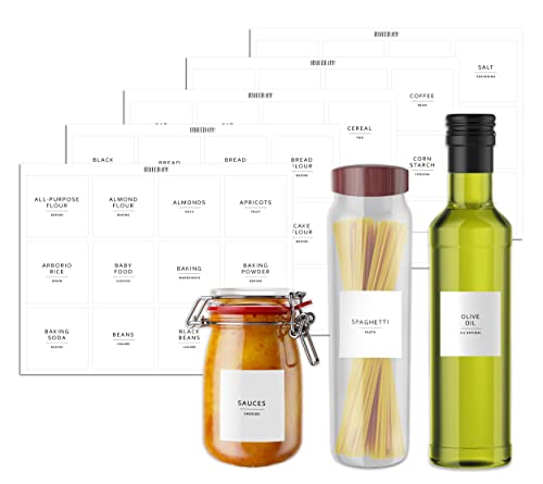 Dekluttr Pantry Labels - Waterproof Minimalist Preprinted Canister Labels for