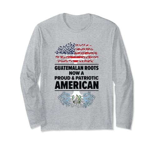 Bandera de Guatemalteco American Patriot USA cultivada en Guatemala Manga Larga