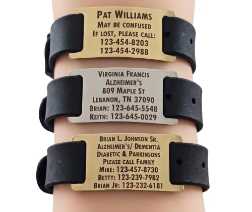 LazrArt Premium Alzheimers Dementia/Identification Bracelet - Free Dark Laser Engraving Custom Personalization