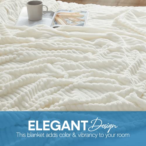Image of Nestl Blanket Twin Size for Bed - Cozy Warm Fuzzy Blankets for Women, Plush Small Fleece Throws for Girls - White, 66 x 90 Inches