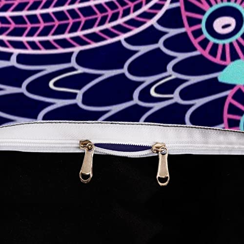 Duvet Covers Set King Cute Owls Tribe Floral Pattern - Soft And Breathable Microfiber Comforter Bedding Set With Zipper Closure For Kids Women Men, 1 Duvet Cover 2 Pillowcase #TOP3
