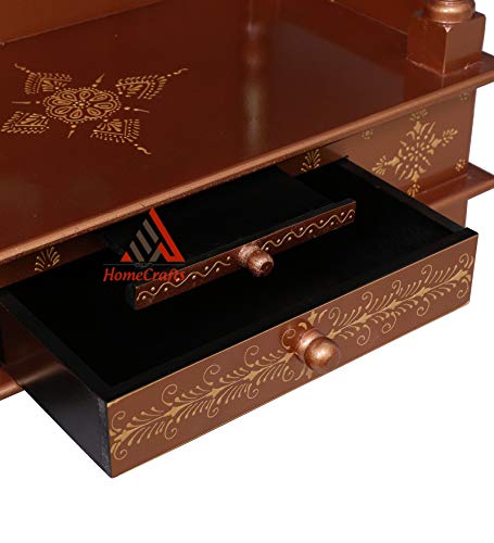Templo Pooja Mandir解决空间不足的大尺寸金色木质家用神龛 HomeCrafts 24x12x30 pulgadas 4