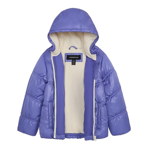 Girls' Fleece-Lined Hooded Puffer Jacket2