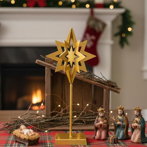Otoolling Gold Star of Bethlehem Christmas Table Centerpiece Metal Decor by Otoolling - Used condition - Image 4