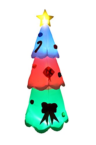 8 FT Tall Lighted Christmas Inflatable Tree with Color-Changing LED Lights – Outdoor Indoor Holiday Decoration with Built-in Blower Weather-Resistant Blow-Up Lawn Yard Display for Home Family Décor