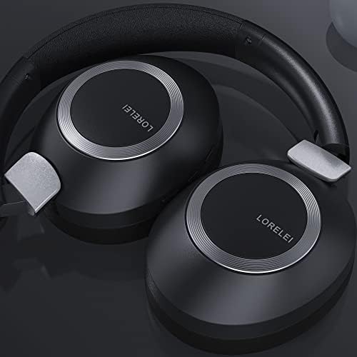 LORELEI B-C6 Wireless Over Ear Headphones, 50H Playtime Foldable Lightweight Bluetooth Headsets, Deep Bass, Built-in Microphone, Memory Foam Earmuff, for Travel, Home Office(Space Black) 5