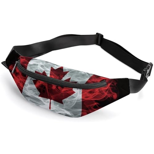 Smoke Style Flag Of Canada Waist Pack Hands-Free Running Belt Lightweight Fanny Pack for Travel Gym Hiking