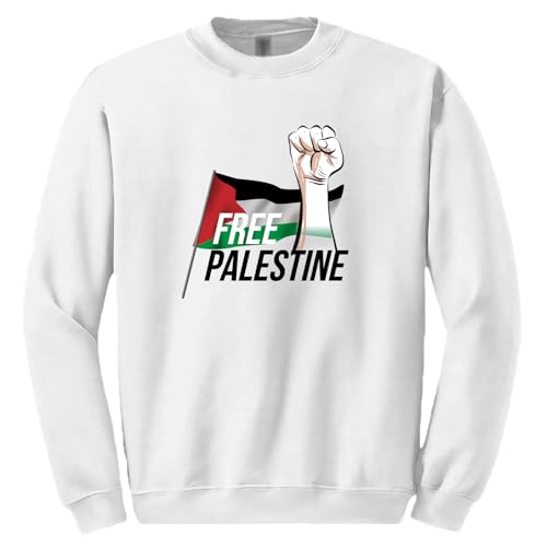 Pull Free Palestine homme blanc idéal pour les rassemblements citoyens