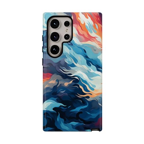 Coque Samsung S24 Ultra vagues d'océan abstrait feu coque rigide brillante protège-téléphone