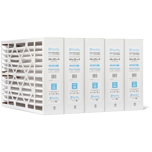 Image of Fortify 16x25x5 MERV 11 Replacement for Lennox X6670, HCF16-11 HVAC Furnace Filter. (Case of 5) Actual Size: 15.75 x 24.75 x 4.38
