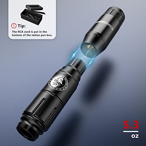 Wormhole Wireless Tattoo Machine With Tattoo Battery Pack Power Supply, Rca Tattoo Cord, Type-C Cable, Wireless Rotary Tattoo Machine Tattoo Pen Tattoo Kit 1,200Mah (Black) #TOP1