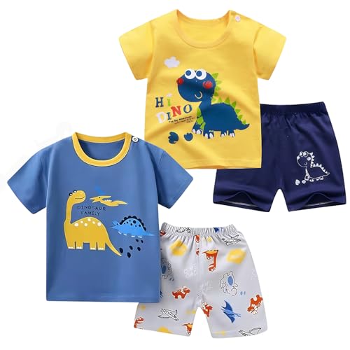 Image of Baby Toddler Boys 4 PCs T-shirts and Shorts Set Summer Clothes Outfit