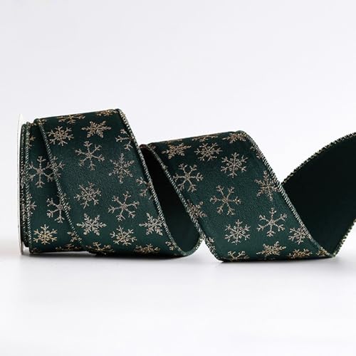 Deevoka Fita de Natal para Decoração e Artesanato 9,1M Fitas com Arame para Laços e Projetos, Green