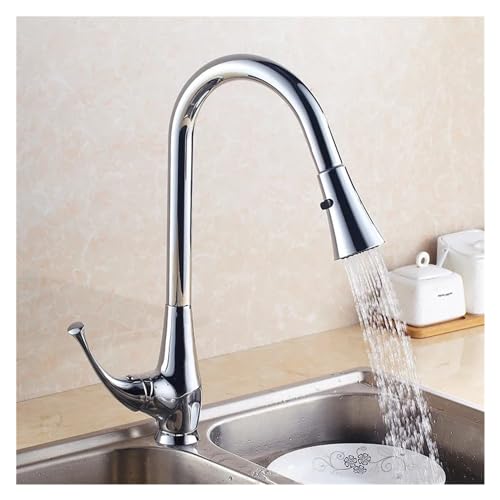Grifo de cocina extraíble monomando plateado giratorio de 360 grados 3
