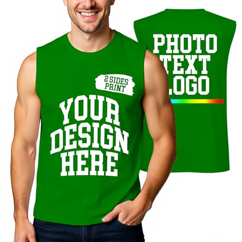 Custom Sleeveless Shirt for Men with Crewneck Design Your Picture Logo Text Mens Tank Tops Personalized Gifts for Dad