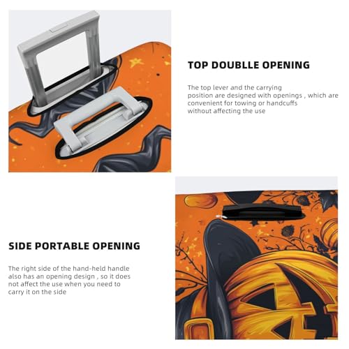 Halloween Pumpkin Lantern Witch Hat Elastic Travel Luggage Covers Dustproof Scratch-Resistant Suitcase Protector Fit 22-24 Inch3