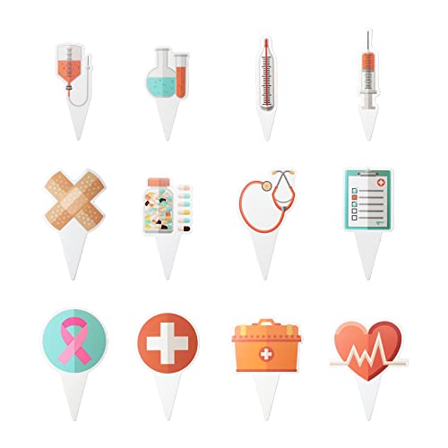 Medical Theme 24 Pcs Cupcake Toppers, Hospital Party Supplies Favors,Cake Picks For Birthday Anniversary Wedding Engagement Decorations (Qn-2112131) #TOP13