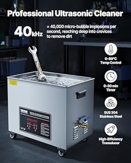 VEVOR Pulitore a Ultrasuoni da 50 L, Macchina per la Pulizia a Ultrasuoni Professionale con Cestello di Pulizia e Display Digitale, in Acciaio Inox da 840 W e 40 kHz con Ruote per Parti, Carburatori