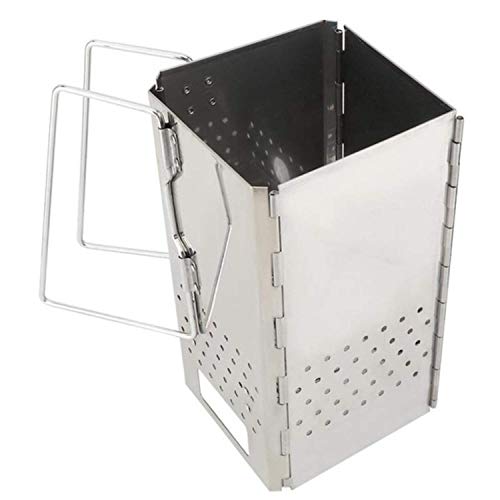 Thrink Chimney Starter With Bottom Holes - Kitchen Barbecue Accessories | Charcoal Briquette Lumpwood Starter | Ignites Quickly | Safe And Portable | Stainless Steel | Excellent Performance