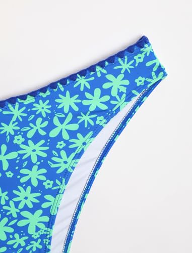 Image of ZAFUL Women Halter Dual Straps Whip Stitch Floral Triangle Bikini Swimsuits