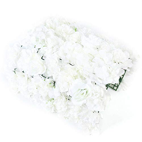 20 x Hortensia Rose Zijde Kunstbloemen Wandpaneel Bruiloft Achtergrond Bloemwand Bloemen zuil Decoratie (Wit) - Afbeelding 8