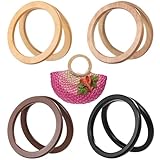 8 PSC Wooden Round Bag Handles, 4 Color Round Purse Handle, Wood Decorative Handbag Handles, Replacement Handles for Crochet Straw Beach Bags