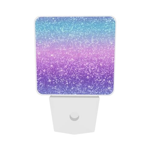 Image of Colorful Rainbow Lightpurple and Pink and Blue LED Plug-in Night Lamp 2 Piece Set, Auto Sensor Emergency Nightlights Set of 2 for Dawn /Dusk Bedroom Kitchen Bathroom Stairs Hallway Toilet